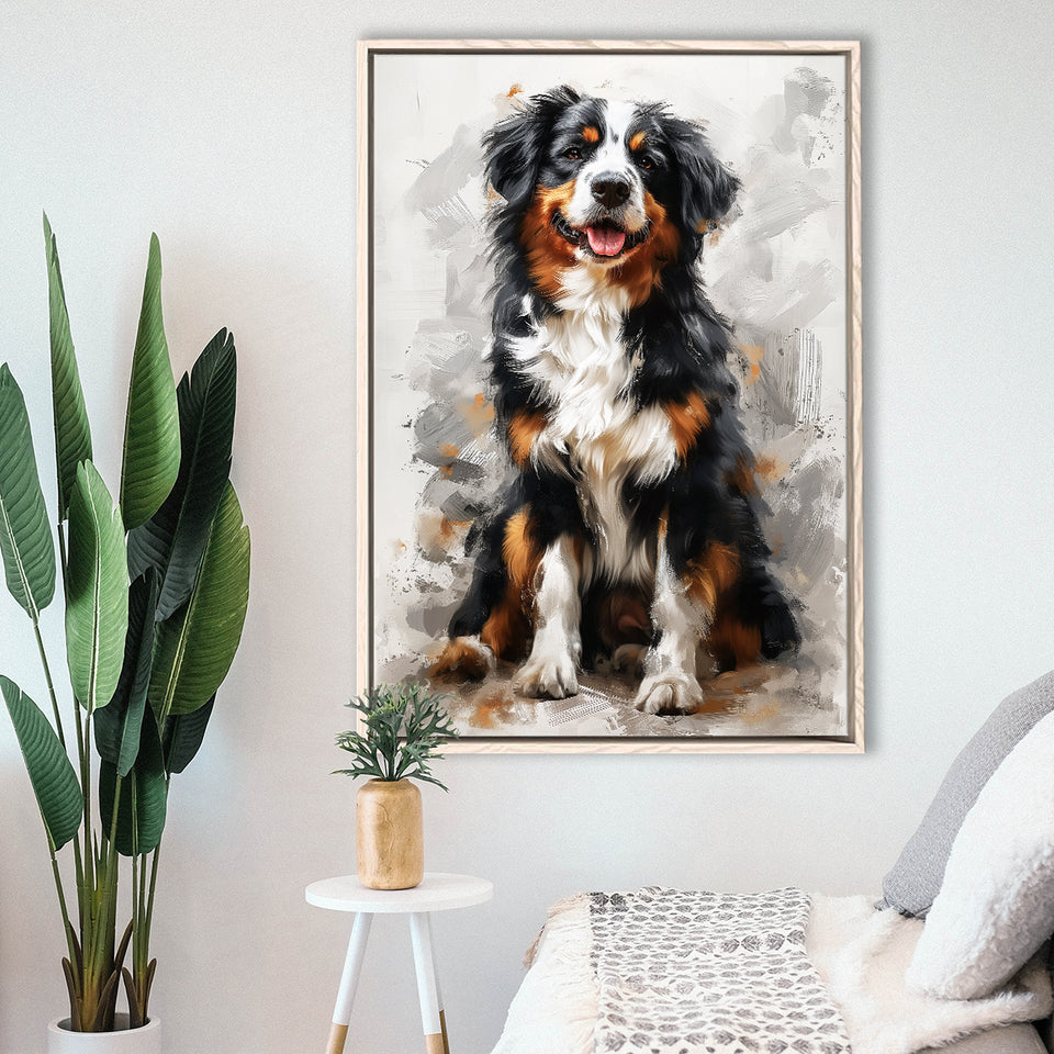 Entlebucher Mountain Dog Portrait Painting, Framed Canvas Prints Wall Art Decor, Floating Frame