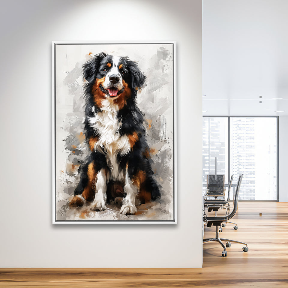 Entlebucher Mountain Dog Portrait Painting, Framed Canvas Prints Wall Art Decor, Floating Frame