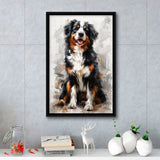 Entlebucher Mountain Dog Portrait Painting, Framed Canvas Prints Wall Art Decor, Floating Frame