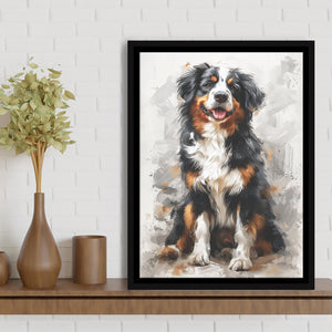 Entlebucher Mountain Dog Portrait Painting, Framed Canvas Prints Wall Art Decor, Floating Frame