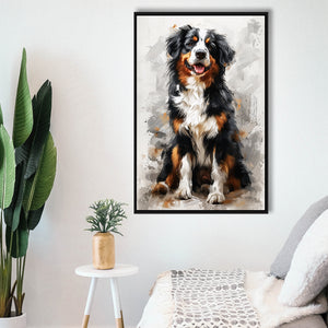 Entlebucher Mountain Dog Portrait Painting, Framed Canvas Prints Wall Art Decor, Floating Frame