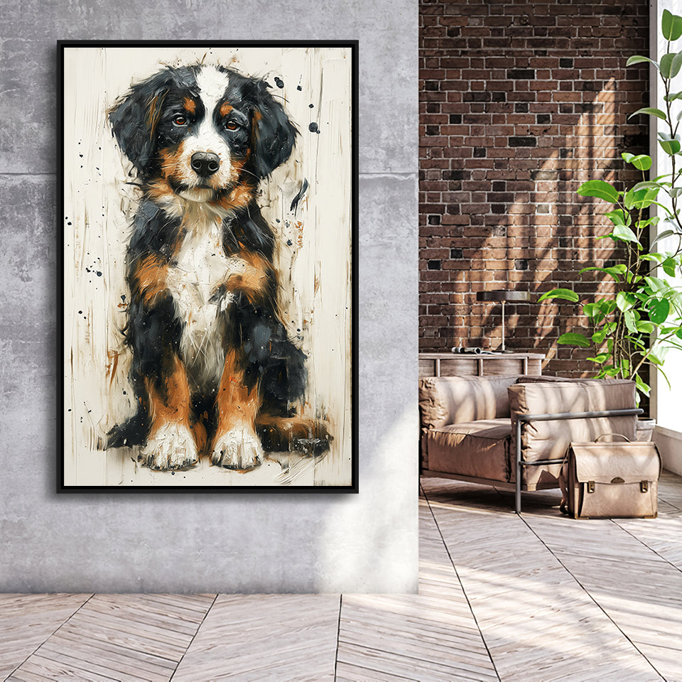 Entlebucher Mountain Painting, Dog Portrait Painting, Framed Canvas Prints Wall Art Decor, Floating Frame