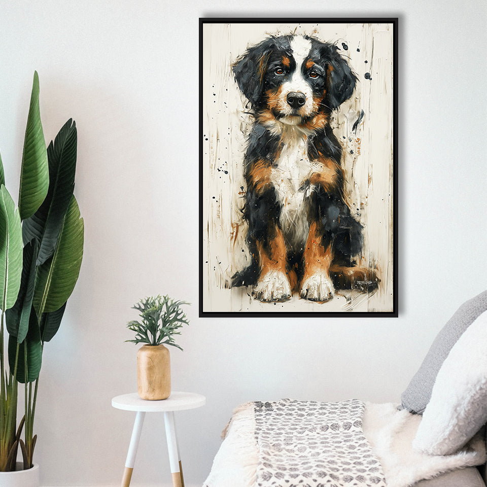 Entlebucher Mountain Painting, Dog Portrait Painting, Framed Canvas Prints Wall Art Decor, Floating Frame