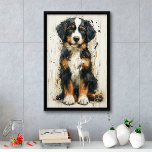 Entlebucher Mountain Painting, Dog Portrait Painting, Framed Canvas Prints Wall Art Decor, Floating Frame