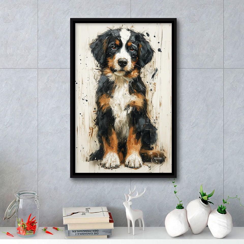 Entlebucher Mountain Painting, Dog Portrait Painting, Framed Canvas Prints Wall Art Decor, Floating Frame