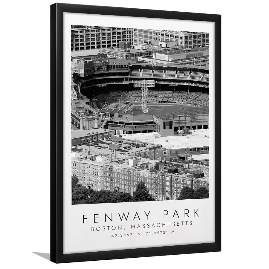 Fenway Park Boston, Stadium Print For Baseball Lovers, Black And White, Framed Art Print Wall Decor