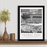 Fenway Park Boston, Stadium Wall Art For Baseball Lovers, B&W, Floating Framed Canvas Print
