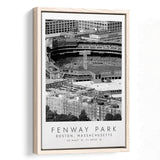 Fenway Park Boston, Stadium Wall Art For Baseball Lovers, B&W, Floating Framed Canvas Print