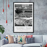 Fenway Park Boston, Stadium Print For Baseball Lovers, Black And White, Framed Art Print Wall Decor