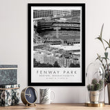 Fenway Park Boston, Stadium Print For Baseball Lovers, Black And White, Framed Art Print Wall Decor