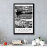 Fenway Park Boston, Stadium Wall Art For Baseball Lovers, B&W, Floating Framed Canvas Print