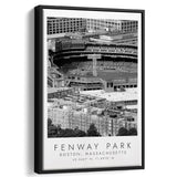 Fenway Park Boston, Stadium Wall Art For Baseball Lovers, B&W, Floating Framed Canvas Print
