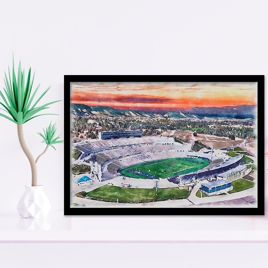 Falcon Stadium WaterColor Framed Art Prints, Air Force Watercolor, Stadium Art Gifts