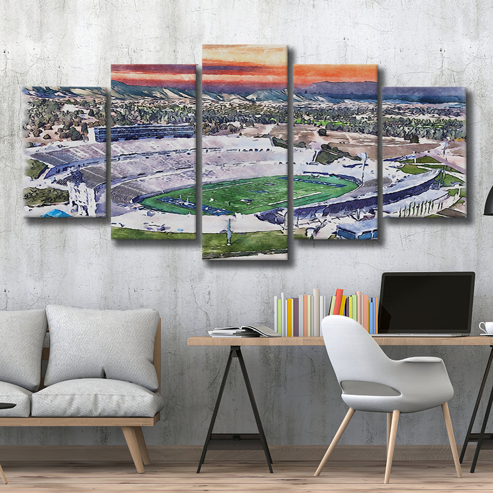 Falcon Stadium WaterColor 5 Panels Mix Canvas Prints, Air Force Watercolor, Large Stadium Canvas