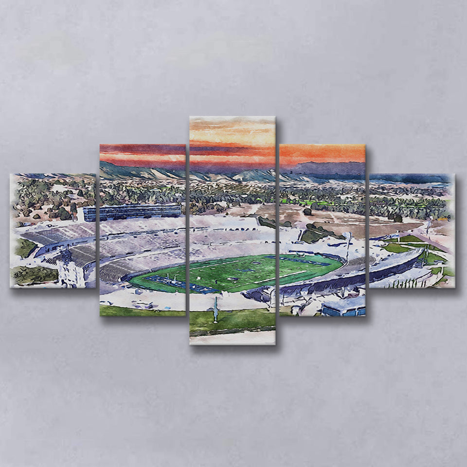 Falcon Stadium WaterColor 5 Panels Mix Canvas Prints, Air Force Watercolor, Large Stadium Canvas