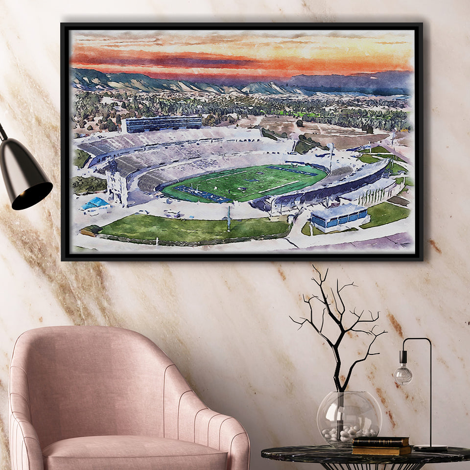 Falcon Stadium WaterColor Framed Canvas Prints, Air Force Watercolor, Stadium Art Gifts, Floating Frame