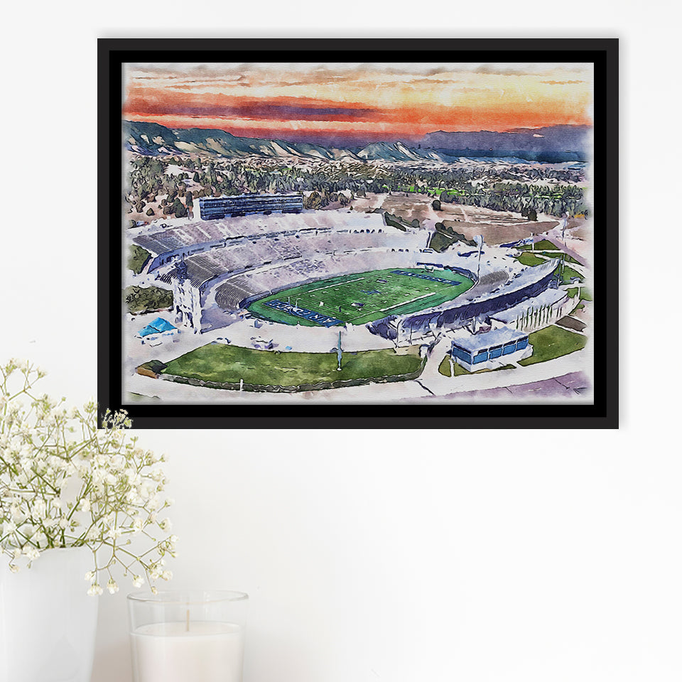Falcon Stadium WaterColor Framed Canvas Prints, Air Force Watercolor, Stadium Art Gifts, Floating Frame