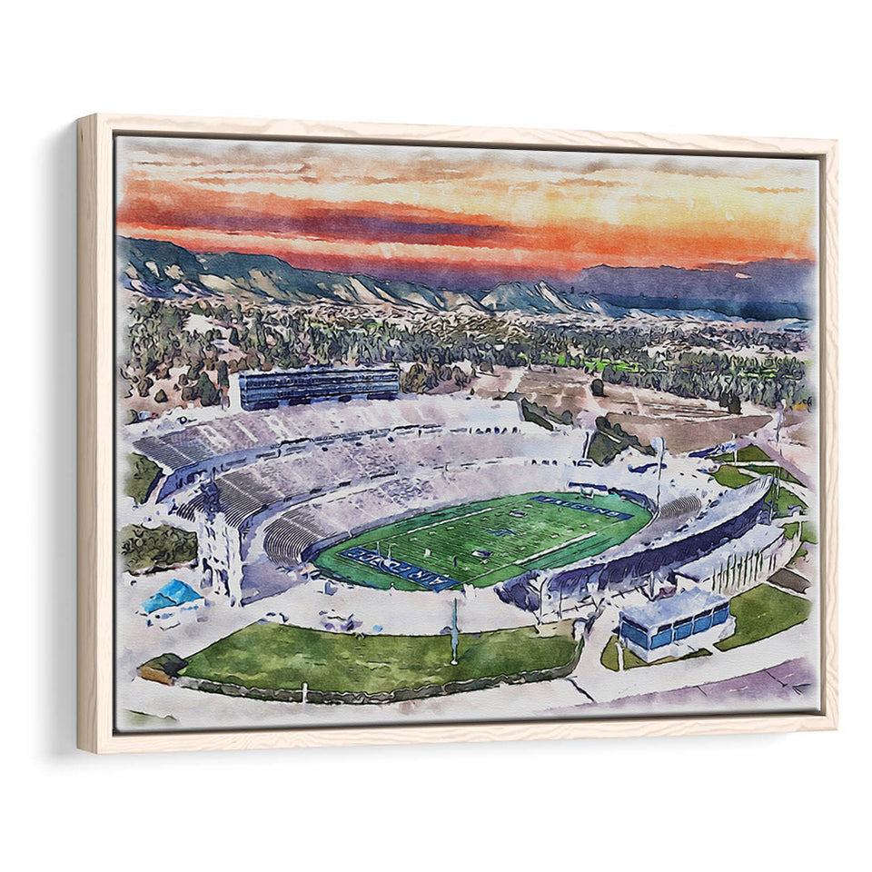 Falcon Stadium WaterColor Framed Canvas Prints, Air Force Watercolor, Stadium Art Gifts, Floating Frame