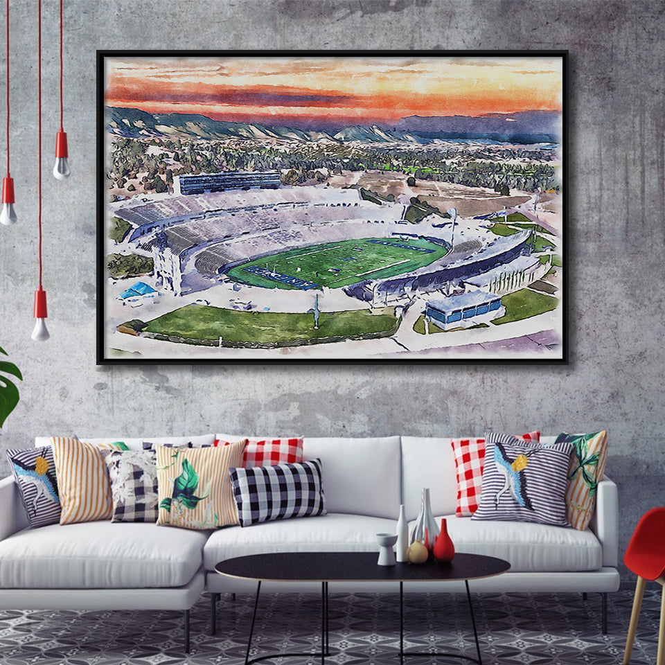 Falcon Stadium WaterColor Framed Canvas Prints, Air Force Watercolor, Stadium Art Gifts, Floating Frame