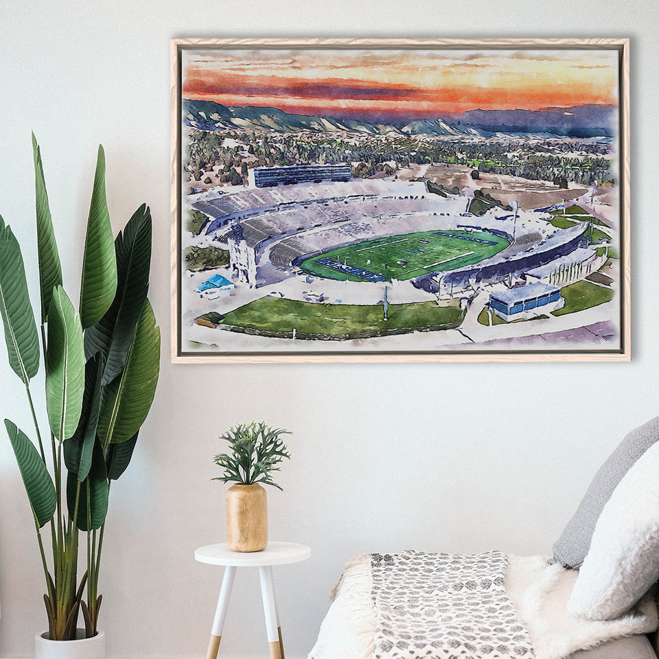 Falcon Stadium WaterColor Framed Canvas Prints, Air Force Watercolor, Stadium Art Gifts, Floating Frame