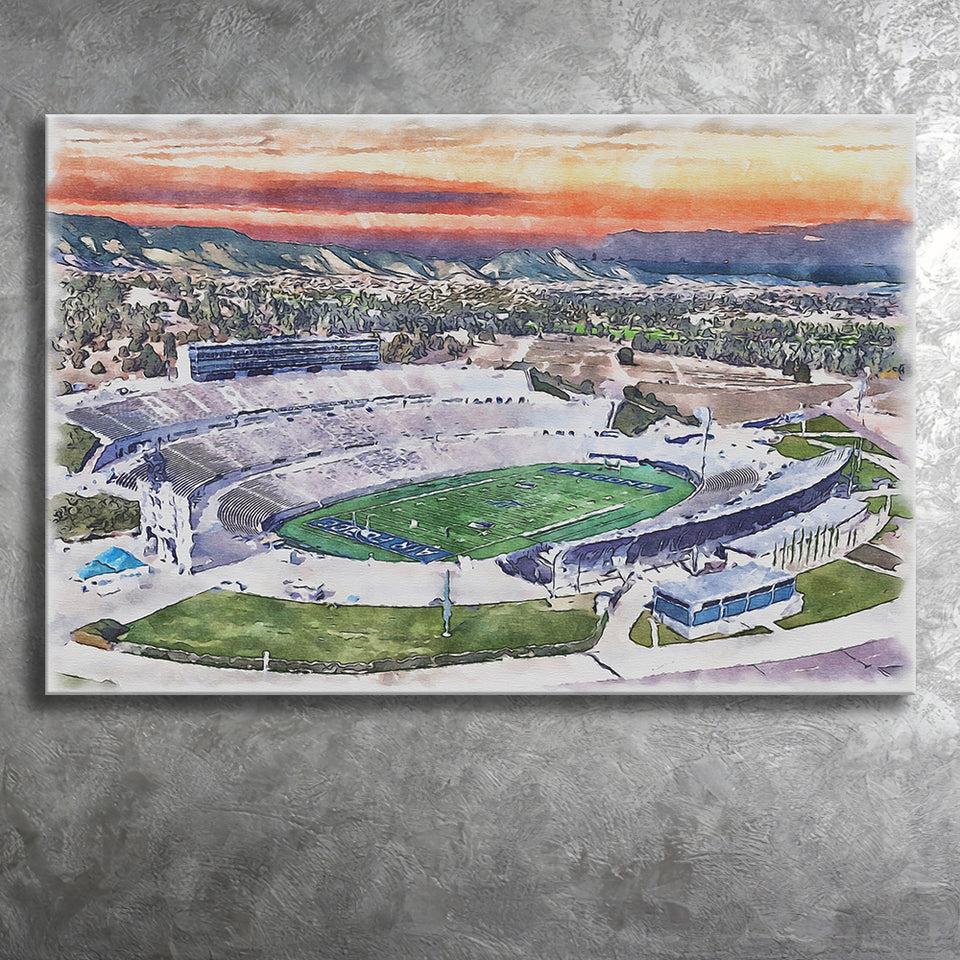 Falcon Stadium WaterColor Canvas Prints, Air Force Watercolor, Stadium Art Gifts