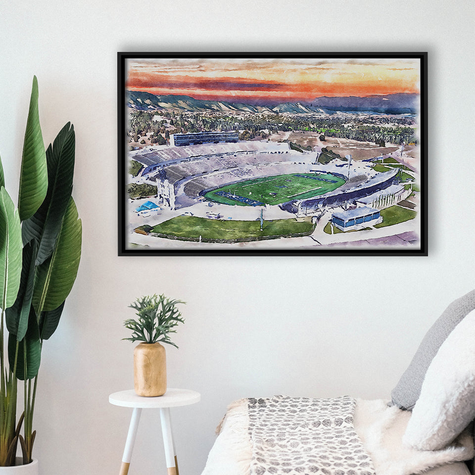 Falcon Stadium WaterColor Framed Canvas Prints, Air Force Watercolor, Stadium Art Gifts, Floating Frame