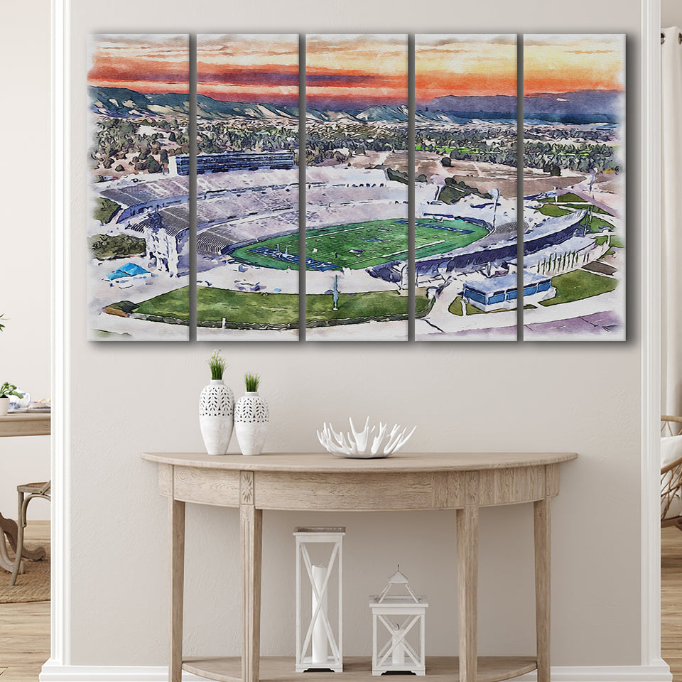 Falcon Stadium WaterColor 5 Panels B Mixed Canvas Prints, Extra Large, Air Force Watercolor