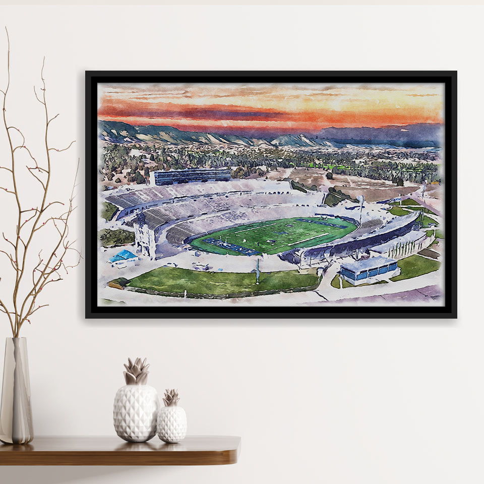 Falcon Stadium WaterColor Framed Canvas Prints, Air Force Watercolor, Stadium Art Gifts, Floating Frame