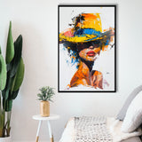 Fashion Girl Portrait Mixed Color Oil Painting V2, Framed Canvas Painting, Framed Canvas Prints Wall Art Decor