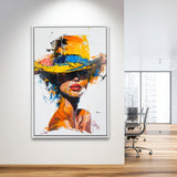 Fashion Girl Portrait Mixed Color Oil Painting V2, Framed Canvas Painting, Framed Canvas Prints Wall Art Decor