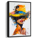Fashion Girl Portrait Mixed Color Oil Painting V2, Framed Canvas Painting, Framed Canvas Prints Wall Art Decor
