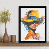 Fashion Girl Portrait Mixed Color Oil Painting V2, Framed Canvas Painting, Framed Canvas Prints Wall Art Decor