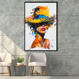 Fashion Girl Portrait Mixed Color Oil Painting V2, Framed Canvas Painting, Framed Canvas Prints Wall Art Decor