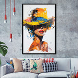 Fashion Girl Portrait Mixed Color Oil Painting V2, Framed Art Print Wall Decor, Framed Picture