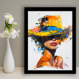 Fashion Girl Portrait Mixed Color Oil Painting V2, Framed Art Print Wall Decor, Framed Picture