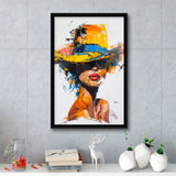 Fashion Girl Portrait Mixed Color Oil Painting V2, Framed Canvas Painting, Framed Canvas Prints Wall Art Decor