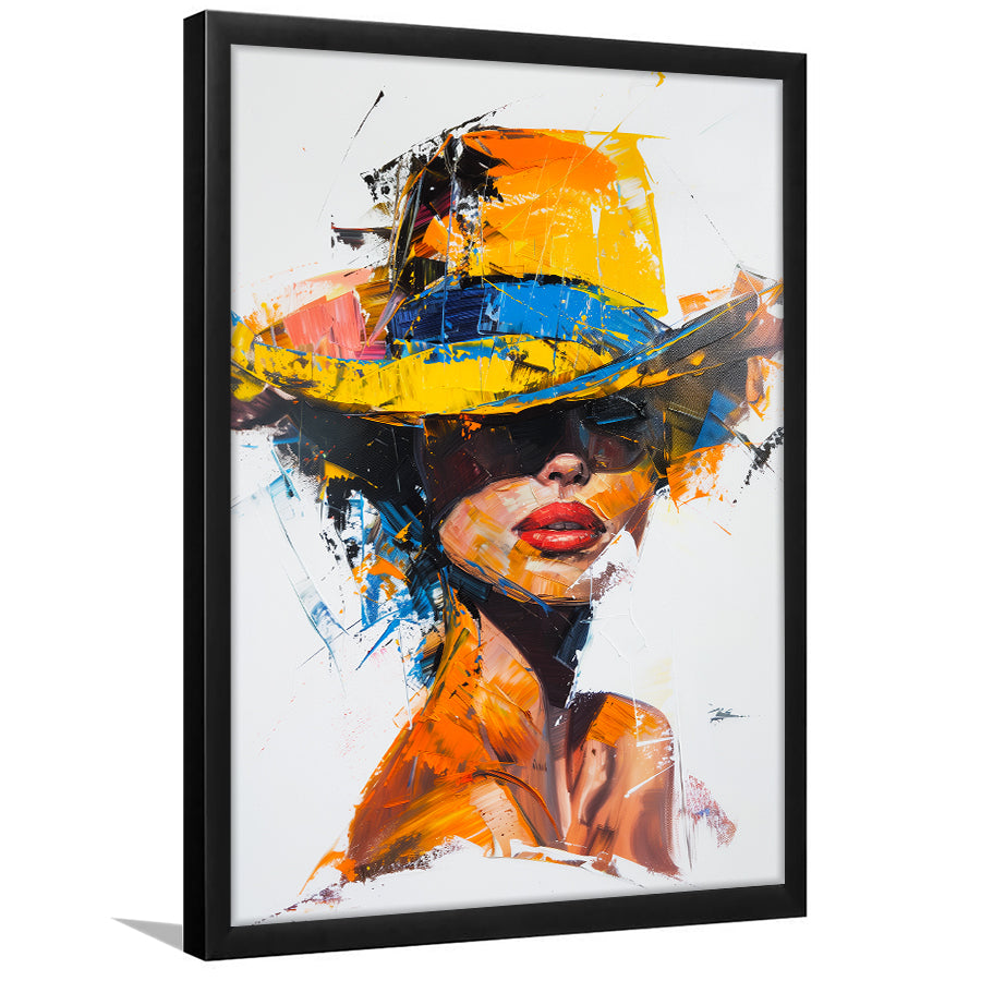 Fashion Girl Portrait Mixed Color Oil Painting V2, Framed Art Print Wall Decor, Framed Picture