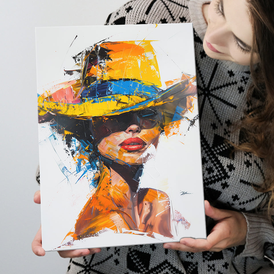 Fashion Girl Portrait Mixed Color Oil Painting V2, Canvas Painting, Canvas Prints Wall Art Decor