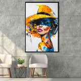 Fashion Girl Portrait Oil Painting V1, Framed Canvas Painting, Framed Canvas Prints Wall Art Decor