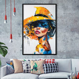 Fashion Girl Portrait Oil Painting V1, Framed Art Print Wall Decor, Framed Picture