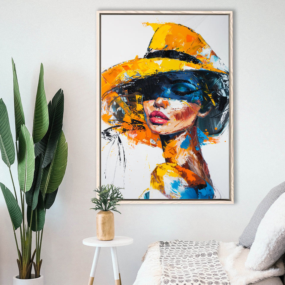 Fashion Girl Portrait Oil Painting V1, Framed Canvas Painting, Framed Canvas Prints Wall Art Decor