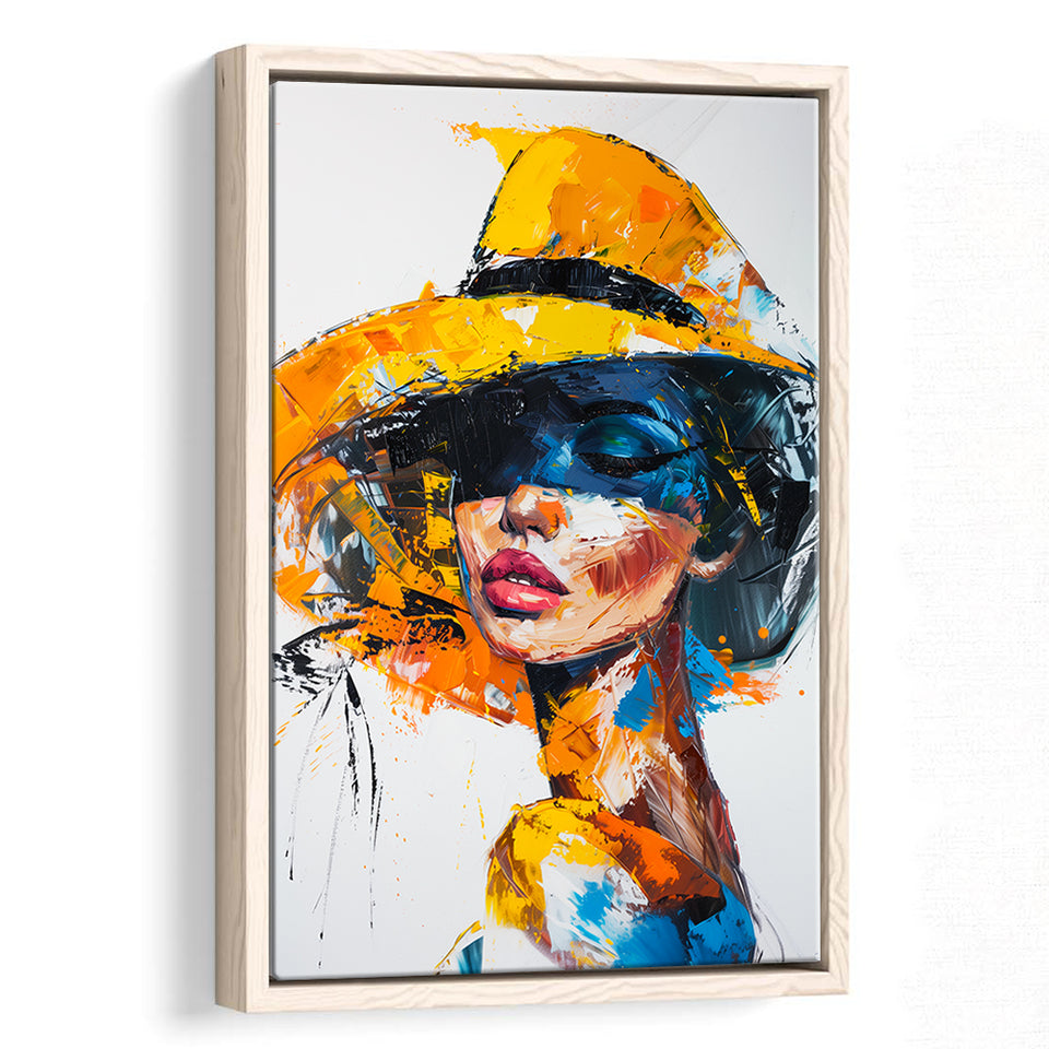 Fashion Girl Portrait Oil Painting V1, Framed Canvas Painting, Framed Canvas Prints Wall Art Decor
