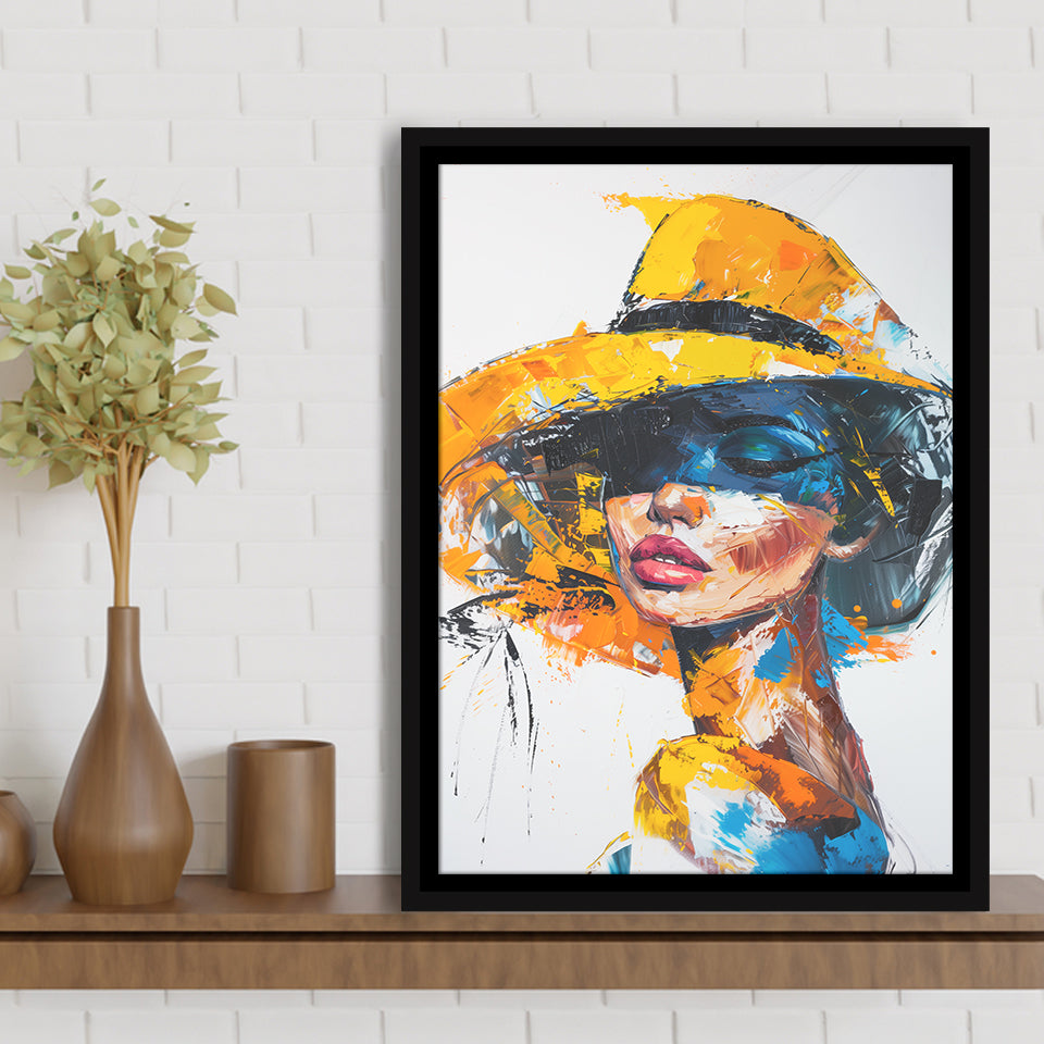 Fashion Girl Portrait Oil Painting V1, Framed Canvas Painting, Framed Canvas Prints Wall Art Decor