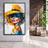 Fashion Girl Portrait Oil Painting V1, Framed Canvas Painting, Framed Canvas Prints Wall Art Decor