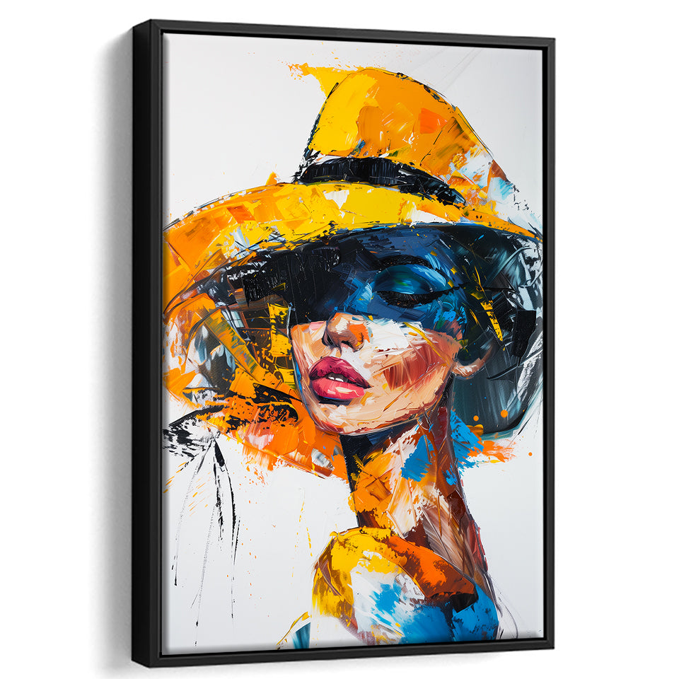 Fashion Girl Portrait Oil Painting V1, Framed Canvas Painting, Framed Canvas Prints Wall Art Decor