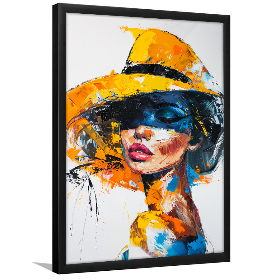 Fashion Girl Portrait Oil Painting V1, Framed Art Print Wall Decor, Framed Picture