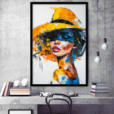 Fashion Girl Portrait Oil Painting V1, Framed Art Print Wall Decor, Framed Picture