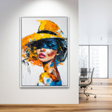 Fashion Girl Portrait Oil Painting V1, Framed Canvas Painting, Framed Canvas Prints Wall Art Decor