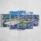 Faurot Field WaterColor 5 Panels Mix Canvas Prints, Columbia Missouri Watercolor, Large Stadium Canvas