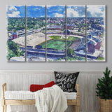 Faurot Field WaterColor 5 Panels B Mixed Canvas Prints, Extra Large, Columbia Missouri Watercolor